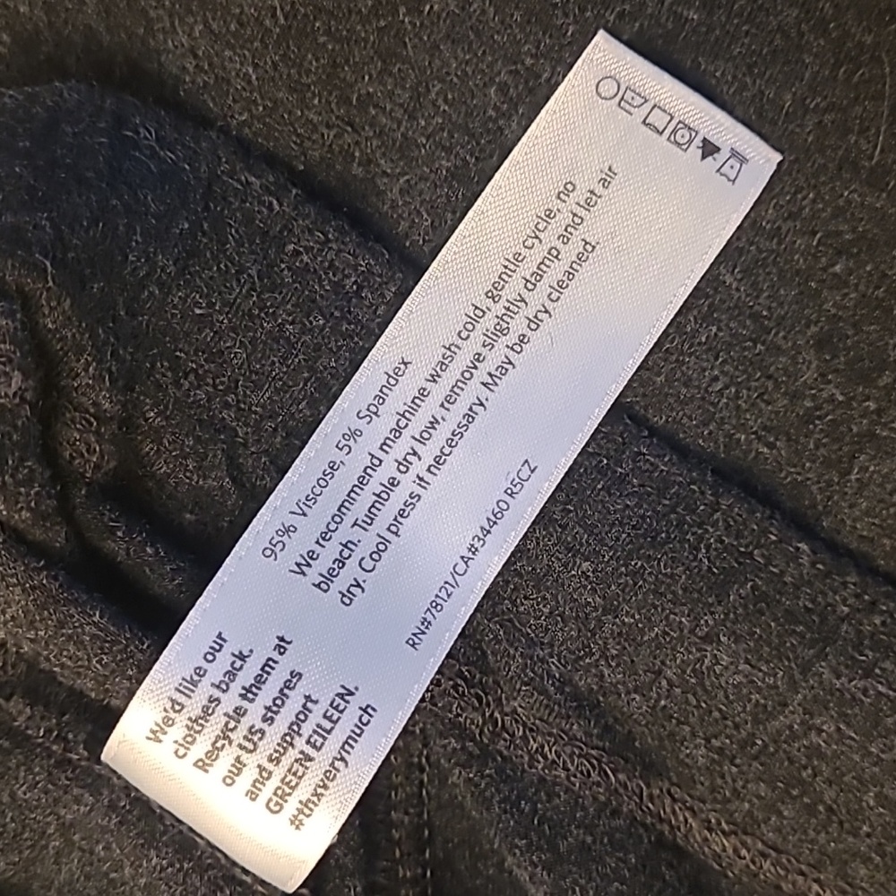 LIKE NEW Eileen Fisher Charcoal Grey Pull on Pants with Elastic Waist - Picture 9 of 11
